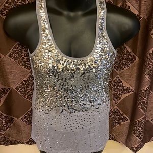 Grey with silver sequins tank top